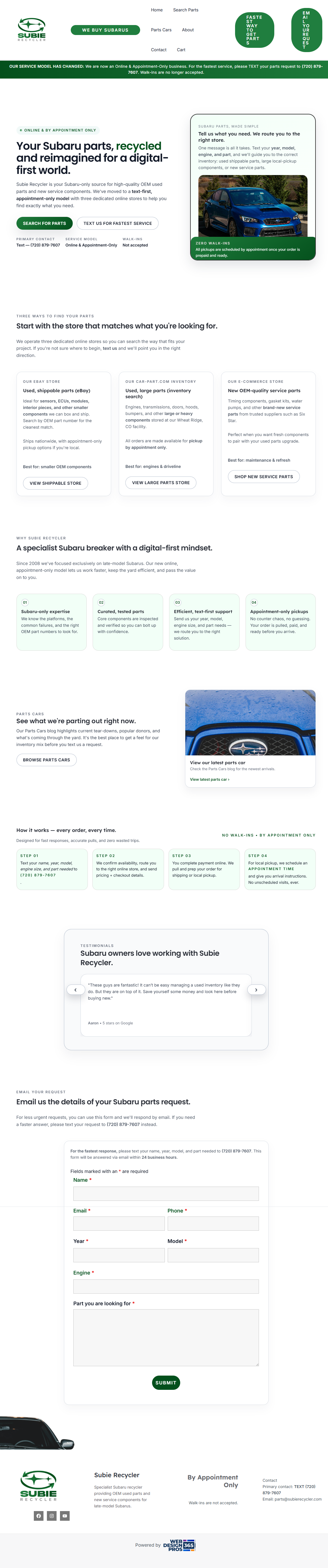 Subie Recycler homepage