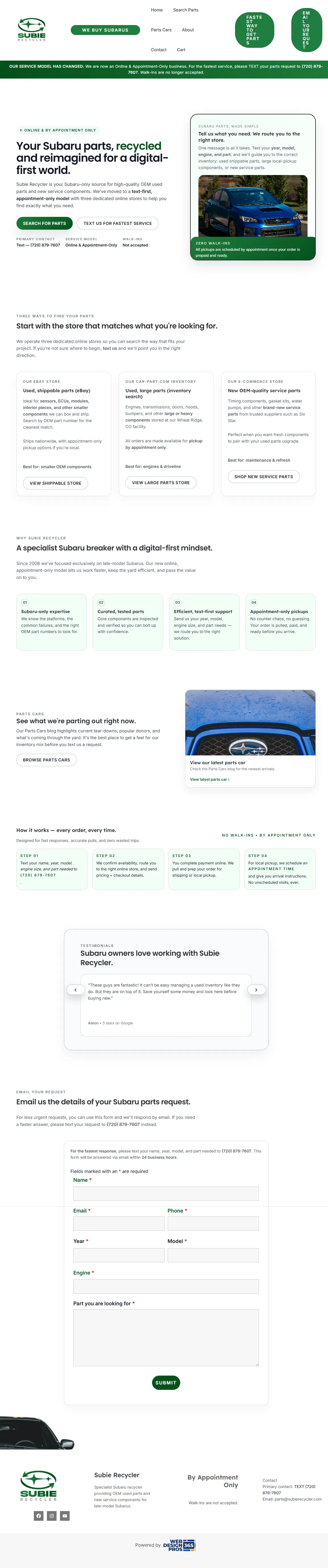 Subie Recycler homepage